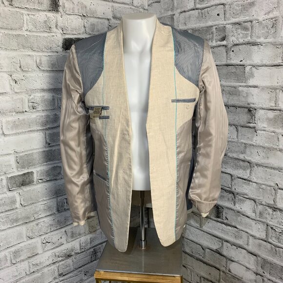 Vintage 90s Le Chateau Lightweight 100% Linen Two Button Blazer Sport Coat - Picture 8 of 16